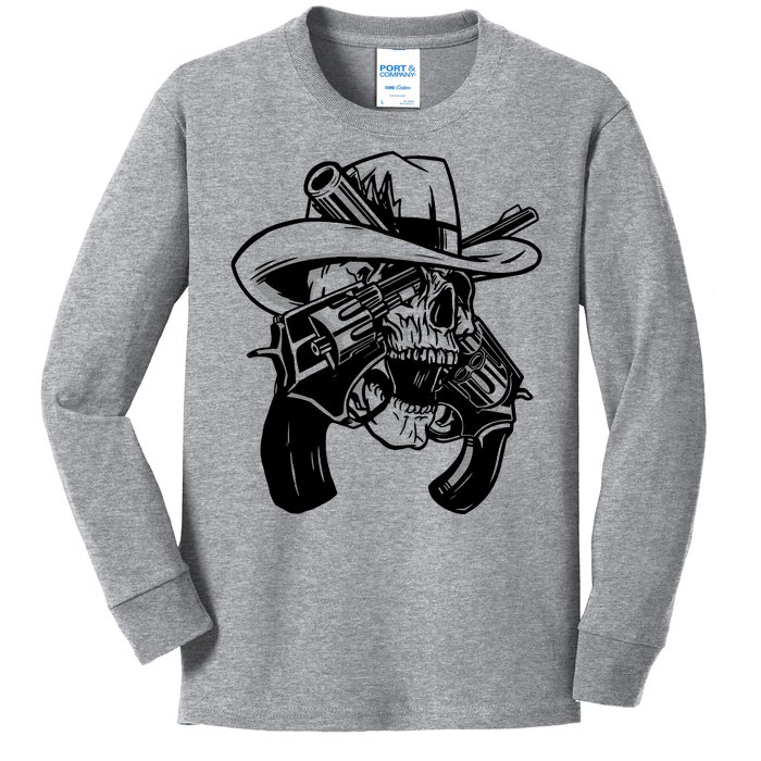 Cool Skull Guns Crossbones Kids Long Sleeve Shirt