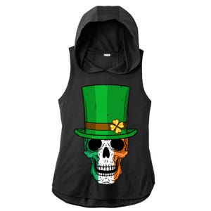 Cool St. Patricks Day Irish Skull Ladies PosiCharge Tri-Blend Wicking Draft Hoodie Tank