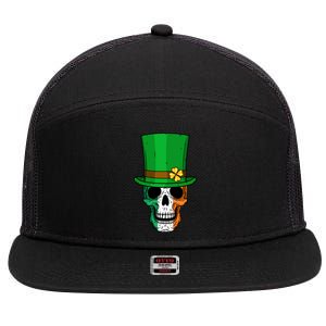 Cool St. Patricks Day Irish Skull 7 Panel Mesh Trucker Snapback Hat