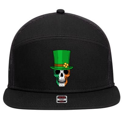 Cool St. Patricks Day Irish Skull 7 Panel Mesh Trucker Snapback Hat