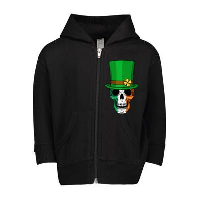 Cool St. Patricks Day Irish Skull Toddler Zip Fleece Hoodie