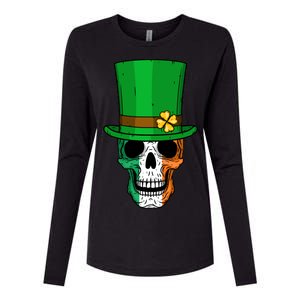 Cool St. Patricks Day Irish Skull Womens Cotton Relaxed Long Sleeve T-Shirt