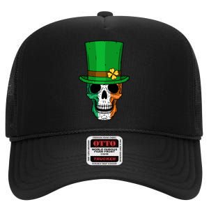 Cool St. Patricks Day Irish Skull High Crown Mesh Back Trucker Hat