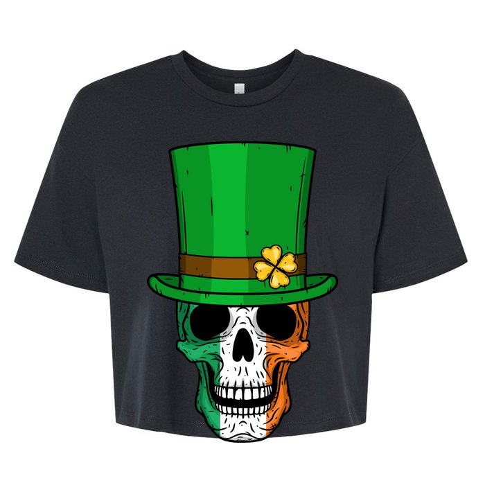 Cool St. Patricks Day Irish Skull Bella+Canvas Jersey Crop Tee