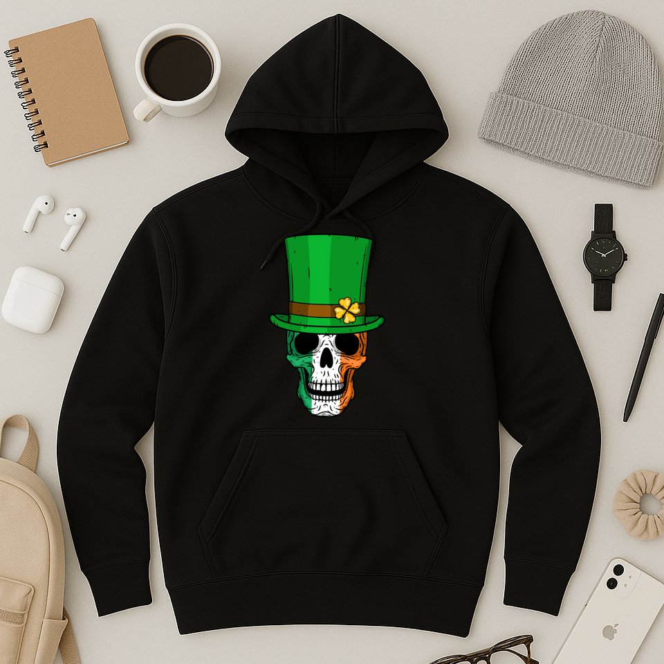 Cool St. Patricks Day Irish Skull Hoodie