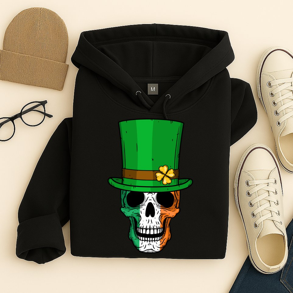 Cool St. Patricks Day Irish Skull Hoodie