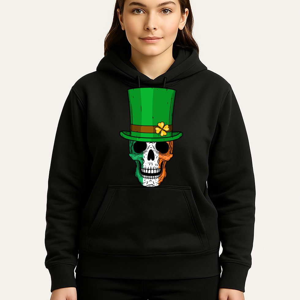 Cool St. Patricks Day Irish Skull Hoodie