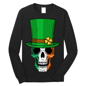 Cool St. Patricks Day Irish Skull Long Sleeve Shirt