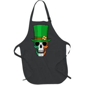 Cool St. Patricks Day Irish Skull Full-Length Apron With Pockets