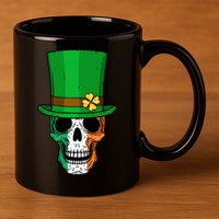 Cool St. Patricks Day Irish Skull 11oz C Handle Ceramic Mug