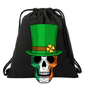 Cool St. Patricks Day Irish Skull Drawstring Bag