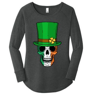 Cool St. Patricks Day Irish Skull Women's Perfect Tri Tunic Long Sleeve Shirt