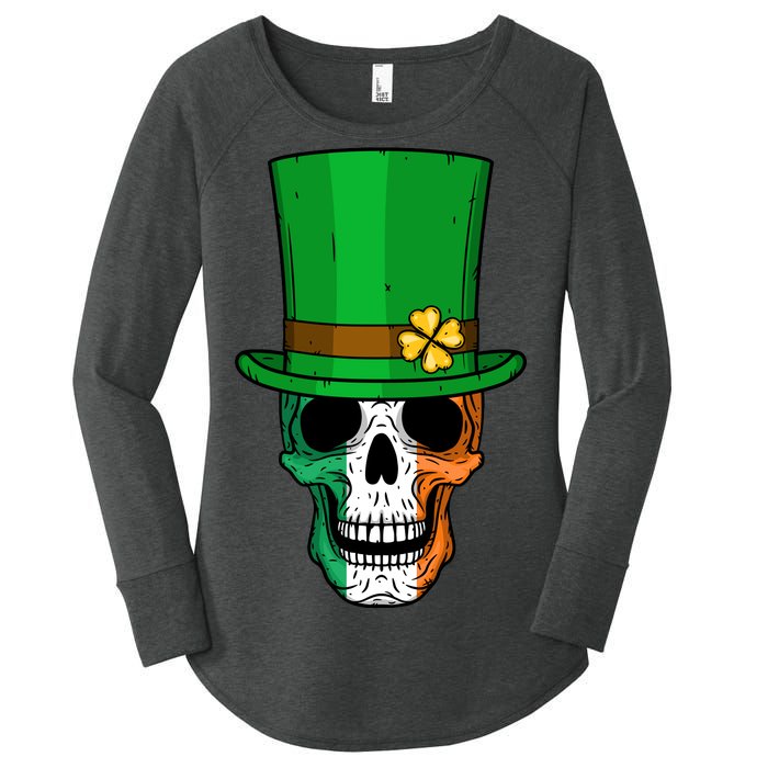 Cool St. Patricks Day Irish Skull Women's Perfect Tri Tunic Long Sleeve Shirt