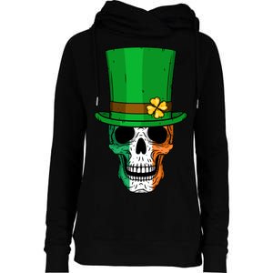 Cool St. Patricks Day Irish Skull Womens Funnel Neck Pullover Hood