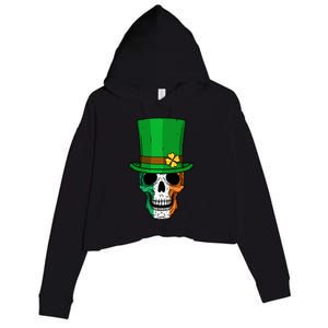 Cool St. Patricks Day Irish Skull Crop Fleece Hoodie