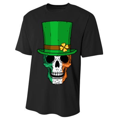 Cool St. Patricks Day Irish Skull Performance Sprint T-Shirt