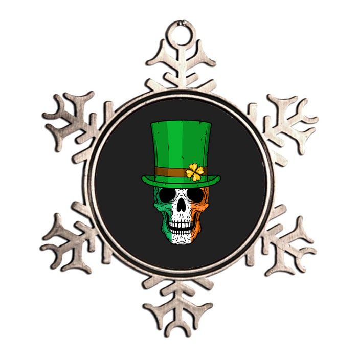 Cool St. Patricks Day Irish Skull Metallic Star Ornament