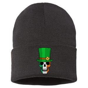 Cool St. Patricks Day Irish Skull Sustainable Knit Beanie