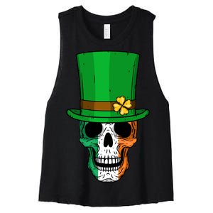 Cool St. Patricks Day Irish Skull Women's Racerback Cropped Tank