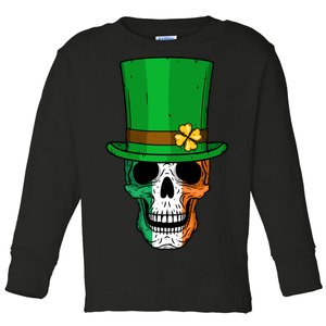 Cool St. Patricks Day Irish Skull Toddler Long Sleeve Shirt