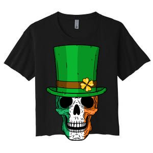 Cool St. Patricks Day Irish Skull Women's Crop Top Tee