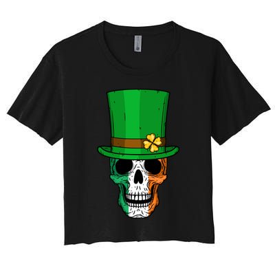 Cool St. Patricks Day Irish Skull Crop Top