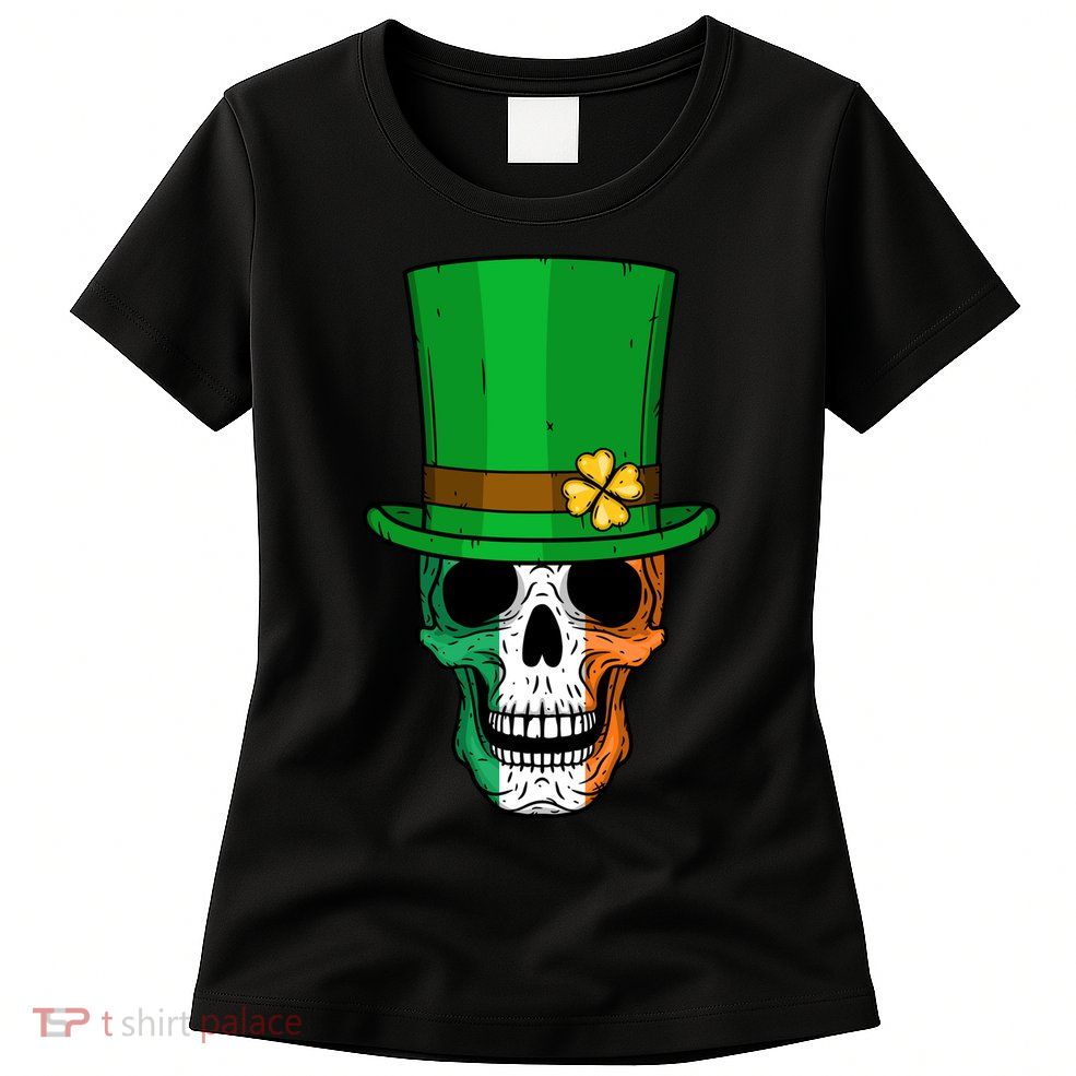 Cool St. Patricks Day Irish Skull Womens T-Shirt
