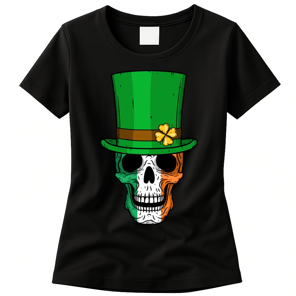 Cool St. Patricks Day Irish Skull Womens T-Shirt