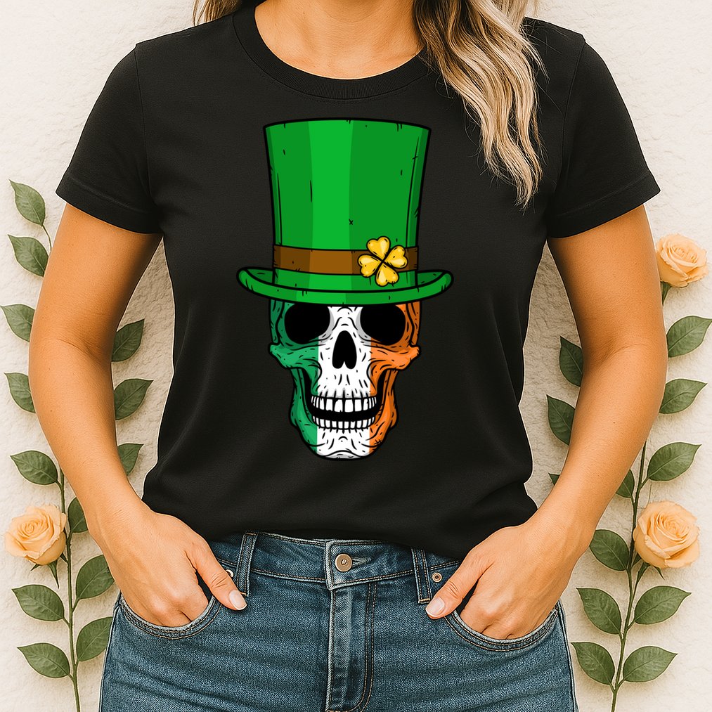 Cool St. Patricks Day Irish Skull Womens T-Shirt