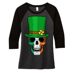 Cool St. Patricks Day Irish Skull Women's Tri-Blend 3/4-Sleeve Raglan Shirt