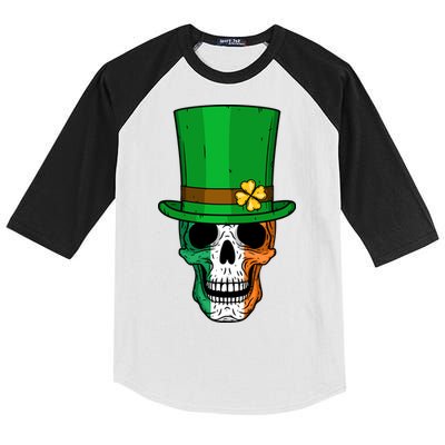 Cool St. Patricks Day Irish Skull Kids Colorblock Raglan Jersey