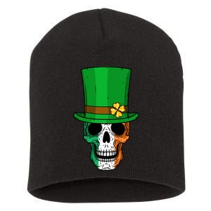 Cool St. Patricks Day Irish Skull Short Acrylic Beanie