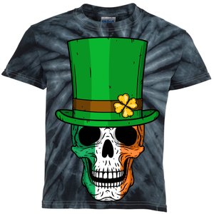 Cool St. Patricks Day Irish Skull Kids Tie-Dye T-Shirt