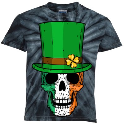 Cool St. Patricks Day Irish Skull Kids Tie-Dye T-Shirt