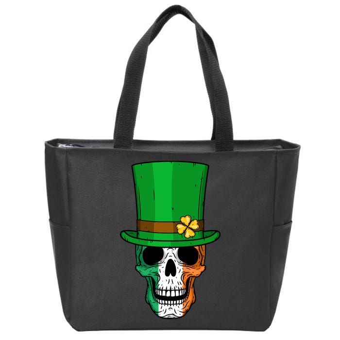 Cool St. Patricks Day Irish Skull Zip Tote Bag