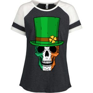 Cool St. Patricks Day Irish Skull Enza Ladies Jersey Colorblock Tee