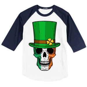 Cool St. Patricks Day Irish Skull Baseball Sleeve Shirt