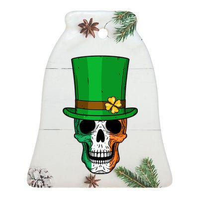 Cool St. Patricks Day Irish Skull Ceramic Bell Ornament