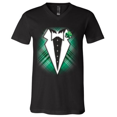 Cool St. Patrick's Day Tuxedo Irish Tux V-Neck T-Shirt