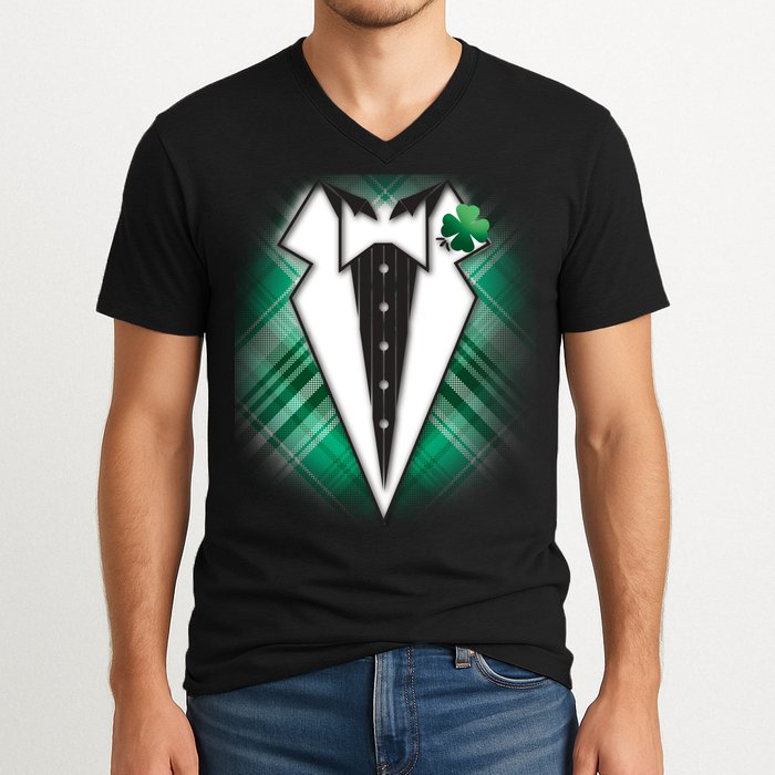 Cool St. Patrick's Day Tuxedo Irish Tux V-Neck T-Shirt
