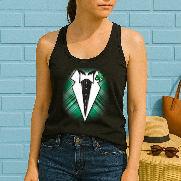 Cool St. Patrick's Day Tuxedo Irish Tux Womens Tank Top
