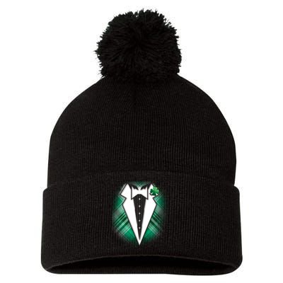 Cool St. Patrick's Day Tuxedo Irish Tux Pom Pom 12in Knit Beanie