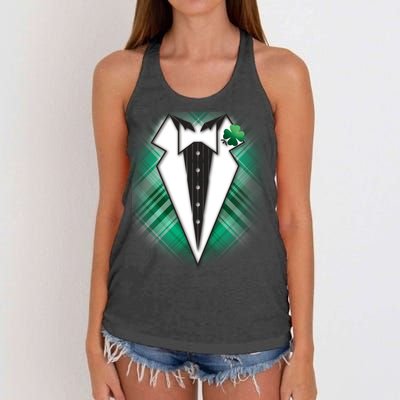 Cool St. Patrick's Day Tuxedo Irish Tux Women's Knotted Racerback Tank