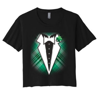 Cool St. Patrick's Day Tuxedo Irish Tux Crop Top