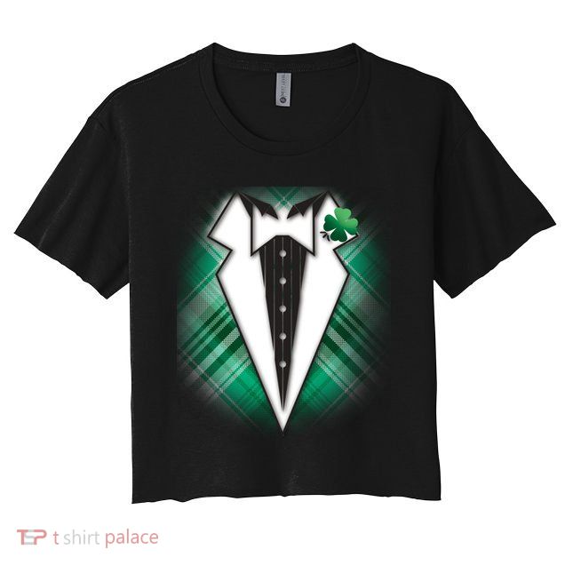 Cool St. Patrick's Day Tuxedo Irish Tux Crop Top