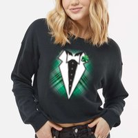 Cool St. Patrick's Day Tuxedo Irish Tux Cropped Pullover Crew