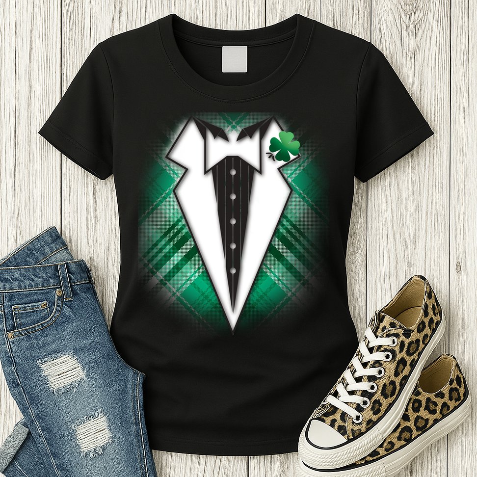 Cool St. Patrick's Day Tuxedo Irish Tux Womens T-Shirt