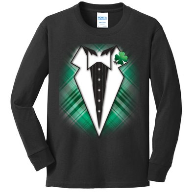 Cool St. Patrick's Day Tuxedo Irish Tux Kids Long Sleeve Shirt