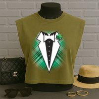 Cool St. Patrick's Day Tuxedo Irish Tux Garment-Dyed Women's Muscle Tee