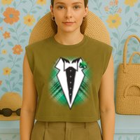 Cool St. Patrick's Day Tuxedo Irish Tux Garment-Dyed Women's Muscle Tee